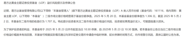 优配合伙人 复牌后换手率近1700%！“疯狂”的黄金基金